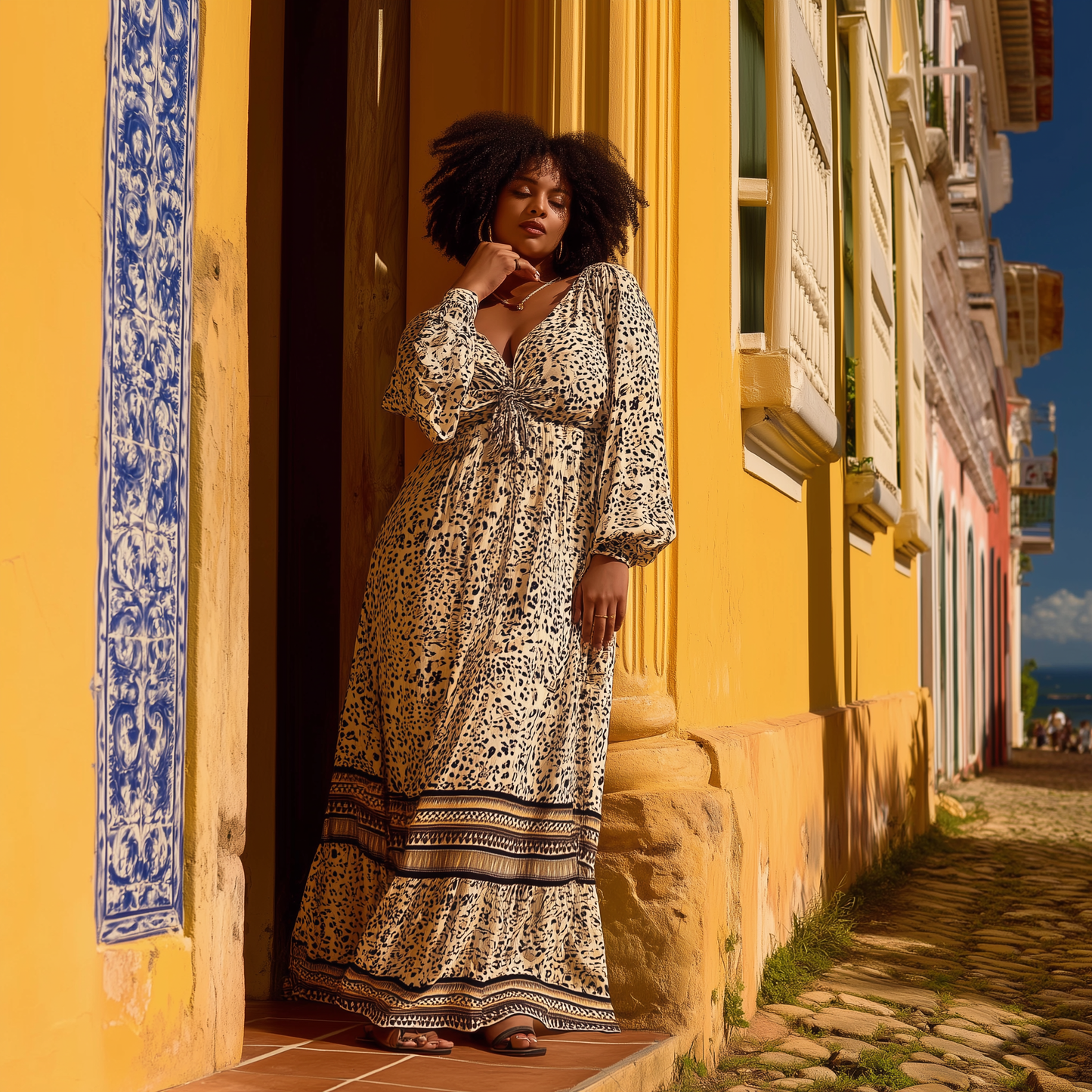 VESTIDO LONGO "ONÇA CREME" | MANUELLITA