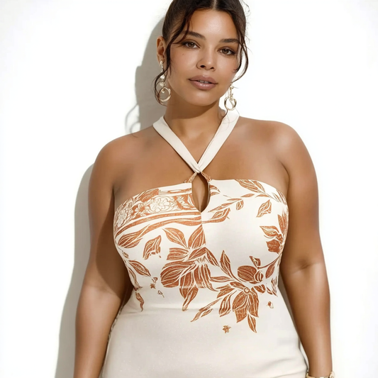 VESTIDO BRANCO ESTAMPADO COM RECORTE | MANUELLITA