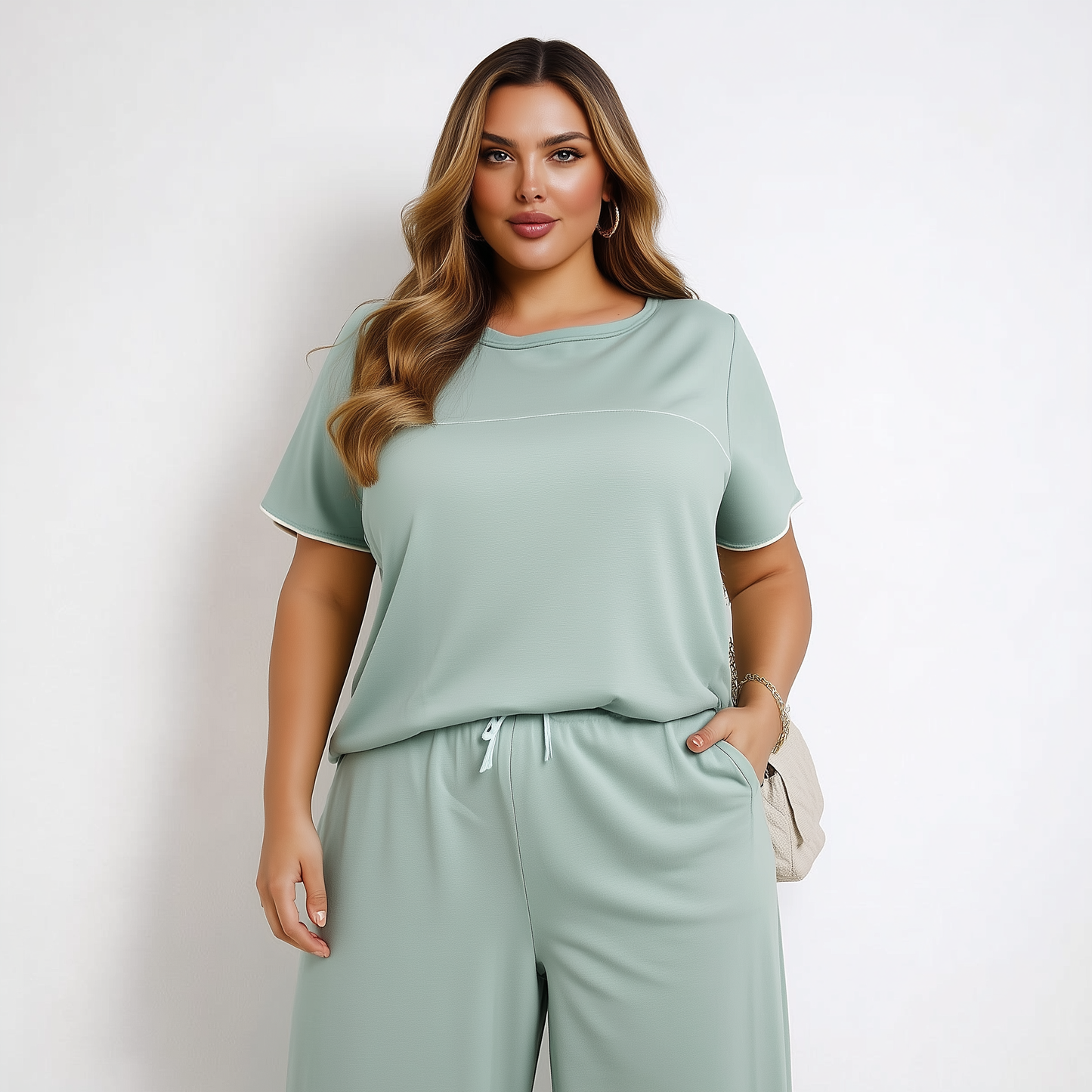CONJUNTO VISCOSE C/ ELASTANO AZUL BEBÊ | MANUELLITA