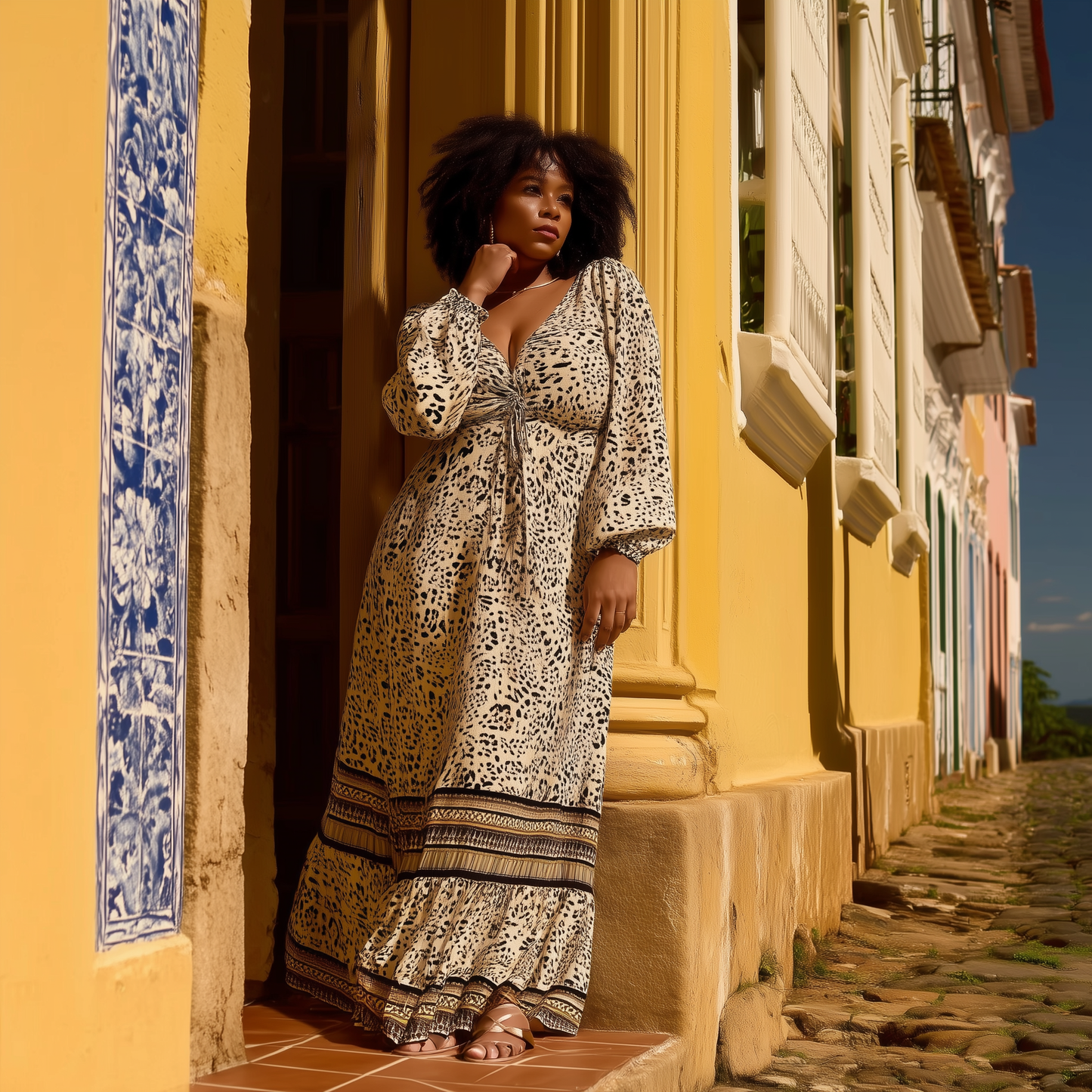 VESTIDO LONGO "ONÇA CREME" | MANUELLITA