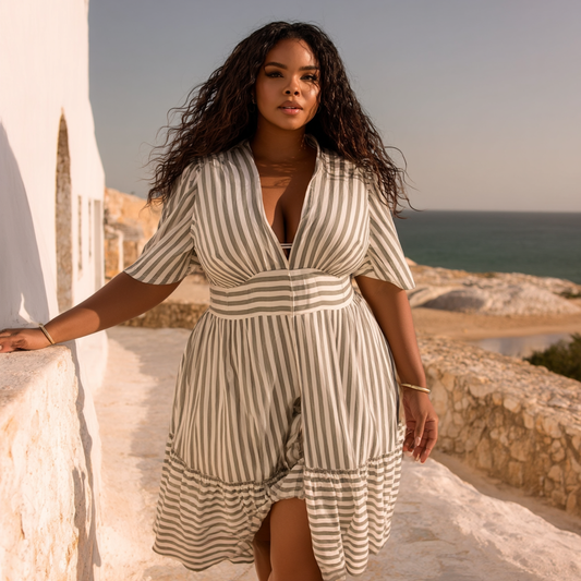 VESTIDO MIDI "LISTRA NÁUTICA" | MANUELLITA