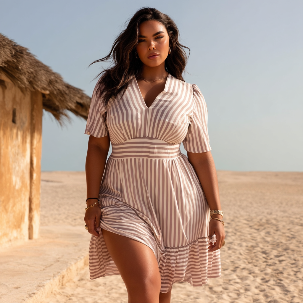 VESTIDO MIDI "LISTRA NÁUTICA" | MANUELLITA