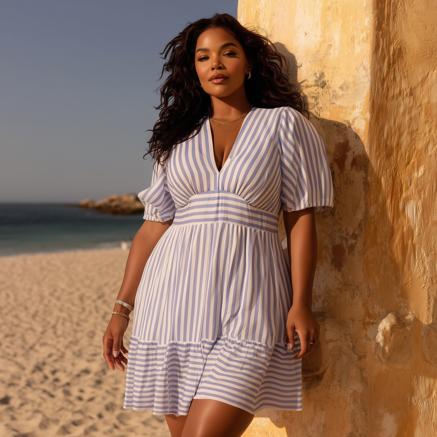 VESTIDO MIDI "LISTRA NÁUTICA" | MANUELLITA