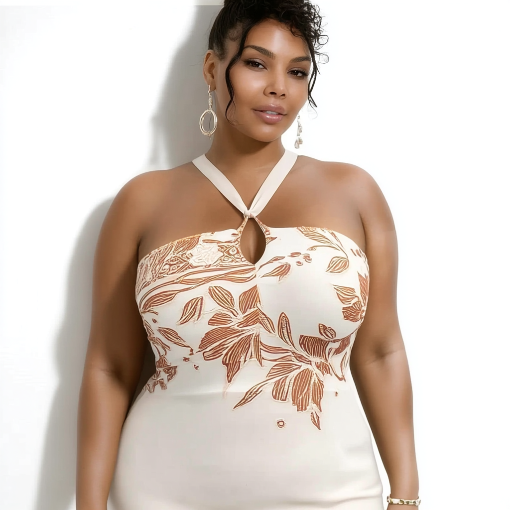 VESTIDO BRANCO ESTAMPADO COM RECORTE | MANUELLITA